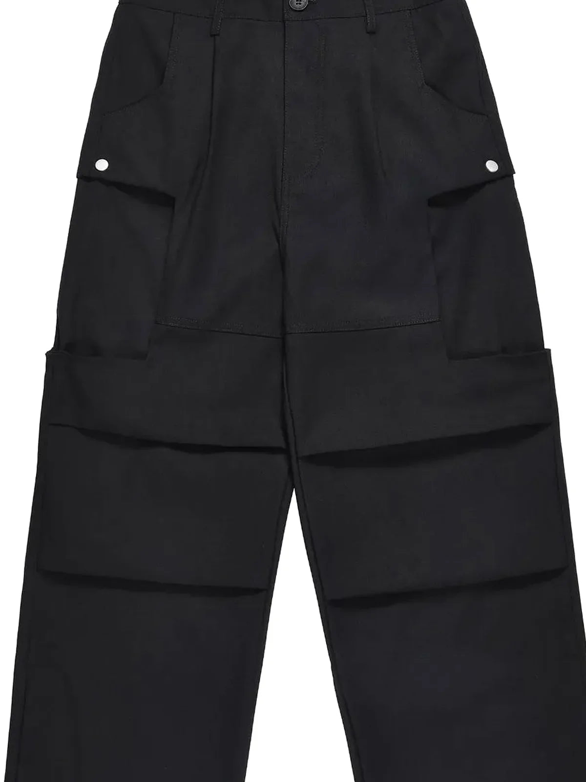 Black Elastic Waist Men's Wide Leg Cargo Pants